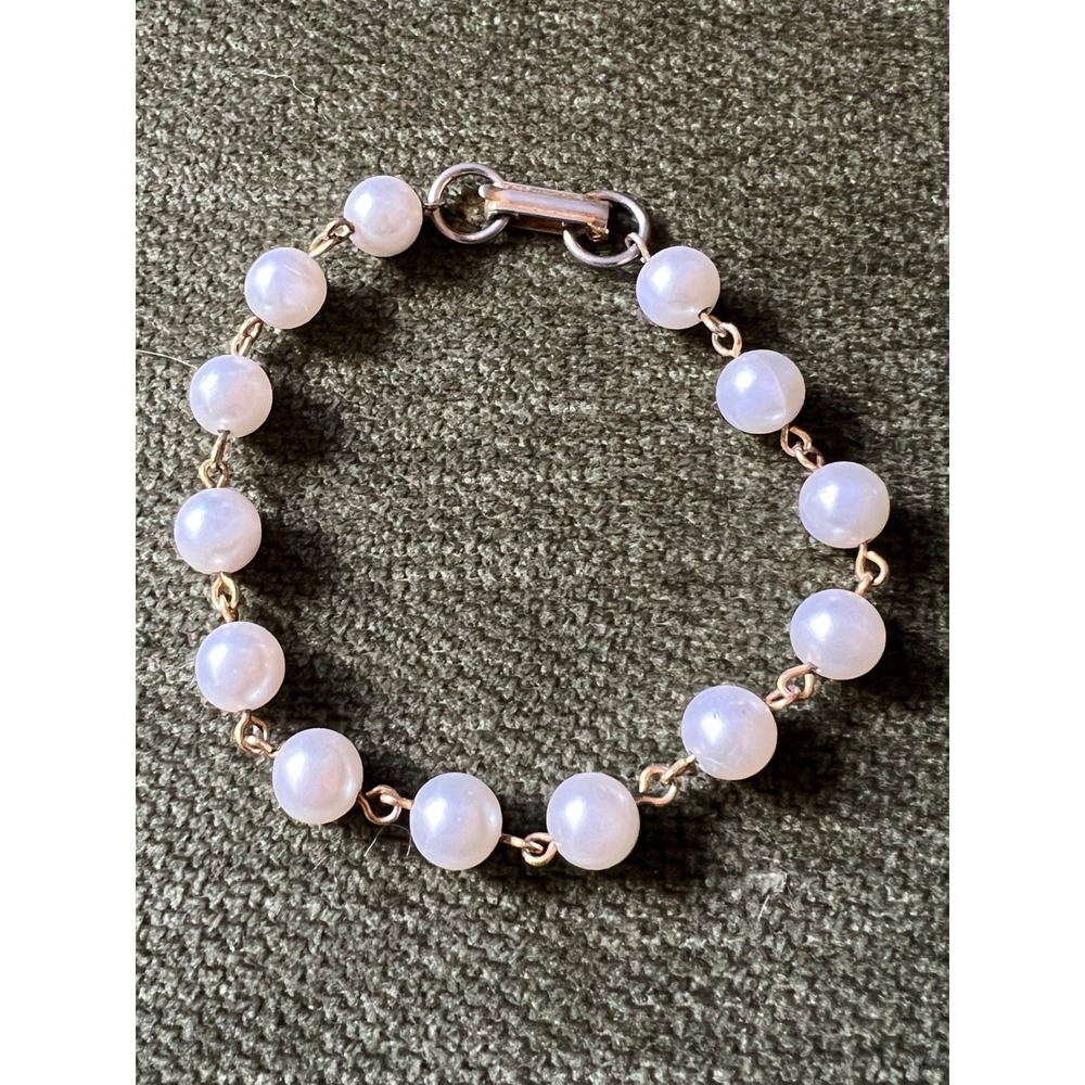 Bracelet Faux Pearl Gold Tone 1970s Vintage Jewelry‎ 7 5 inch Classic Accessory